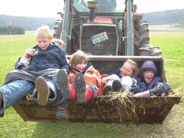 Kinder auf dem Traktor