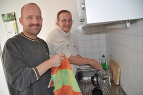Bewohner beim Sp?len